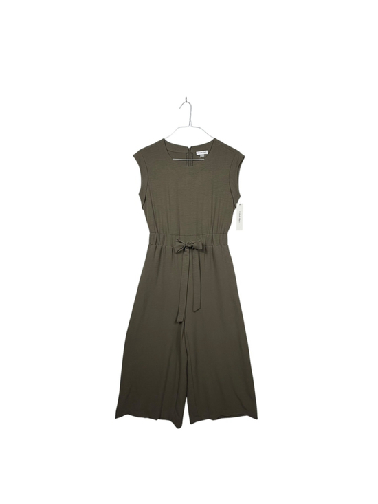Calvin Klein Pants - Calvin Klein Scuba Crepe Jumpsuit Olive Green Tie Waist Pocket Back Zip Womens 4
